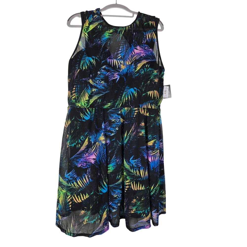 Torrid Lightly Lined Underwire Mid Coverage Hawaiian Palms Swimdress 3 -3X NWT